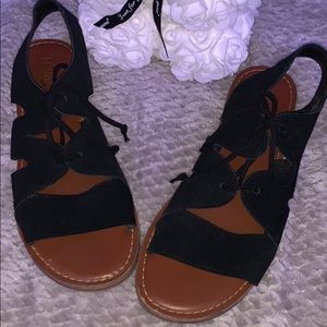 Black velvet Sandals with Laces